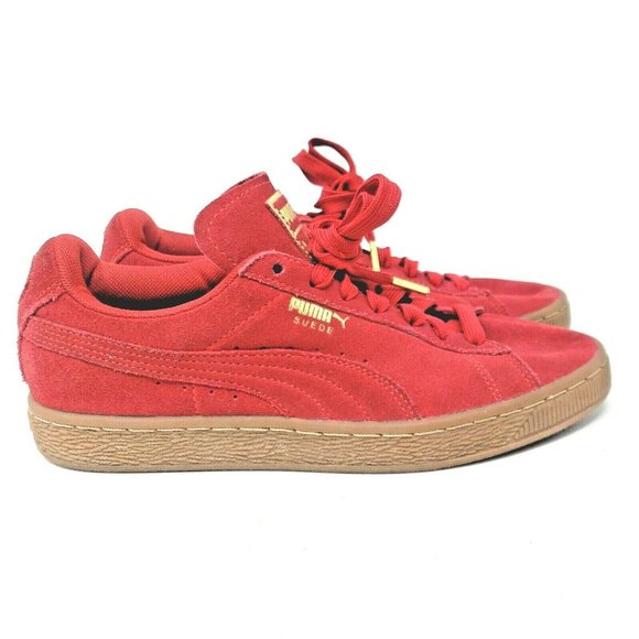 PUMA Shoes - Puma Classic Suede Red with Metallic Gold